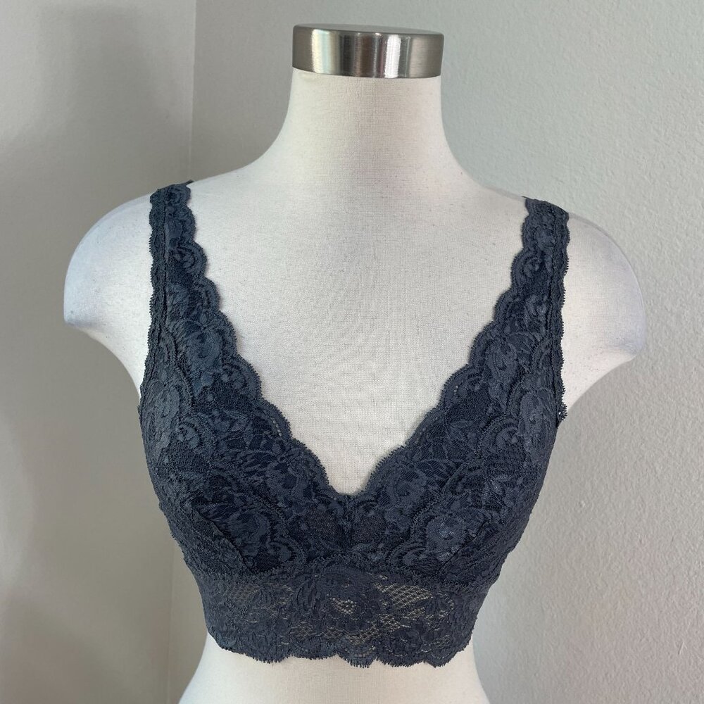 NEW Cosabella Womens Petite Medium‎ NSN Plunge Bralette Lace Anthracite Gray Bra